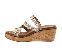 Corkys Footwear Womens Let’s Be Friends Wedge - With a 2.5 Inch Heel, a Cushioned EVA Insole for All-Day Wear, and a Strappy Floral Upper For a Cute Spring Look, Gold, 9 UK