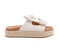Corkys Footwear Women's Lil Bit Knotty 1.5-Inch Platform Sandal - Featuring Two Straps Adorned With Bows And A Lightly Cushioned Insole For All Day Wear, Ivory Combo, 7 UK