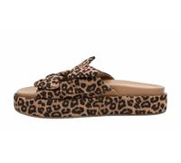 Corkys Footwear Women's Lil Bit Knotty 1.5-Inch Platform Sandal - Featuring Two Straps Adorned With Bows And A Lightly Cushioned Insole For All Day Wear, Leopard, 9 UK