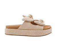 Corkys Footwear Women's Lil Bit Knotty 1.5-Inch Platform Sandal - Featuring Two Straps Adorned With Bows And A Lightly Cushioned Insole For All Day Wear, Sand, 9 UK