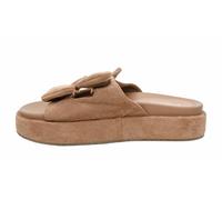 Corkys Footwear Women's Lil Bit Knotty 1.5-Inch Platform Sandal - Featuring Two Straps Adorned With Bows And A Lightly Cushioned Insole For All Day Wear, Camel Faux Suede, 4.5 UK