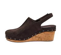 Corkys Footwear Women's Make Em Blush Closed Toe 2.5-inch Wedge - Featuring a Cushioned EVA Insole for All-Day Wear, A Lightweight Design, and a Hook and Loop Closure, Chocolate Faux Suede, 5.5 UK