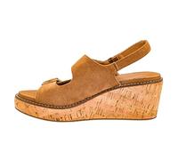 Corkys Footwear Womens 'My 2 Cents' 2.5-Inch Wedge, With A Hook And Loop Ankle Closure, Two Straps With Adjustable Buckles and Cushioned EVA Insoles For All Day Wear, Tobacco Faux Suede, 7 UK
