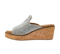 Corkys Footwear Women's Neon Moon 2.5-Inch Wedge, Featuring A Chic-Western Stitch Design on the Upper, Soft and Cushioned EVA Insoles For All Day Wear, Clear Rhinestones, 8 UK