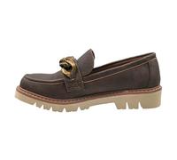 Corkys Footwear Women's Not Literally Slip-On Loafer, with A Chunky Heel and Lug Sole, Cushioned Insoles for All Day Wear, and A Chunky Chain Detail Across The Upper, Chocolate, 3 UK