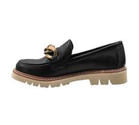 Corkys Footwear Women's Not Literally Slip-On Loafer, with A Chunky Heel and Lug Sole, Cushioned Insoles for All Day Wear, and A Chunky Chain Detail Across The Upper, Black, 4.5 UK