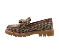 Corkys Footwear Women's Not Literally Slip-On Loafer, with A Chunky Heel and Lug Sole, Cushioned Insoles for All Day Wear, and A Chunky Chain Detail Across The Upper, Black Tan Houndstooth, 9 UK