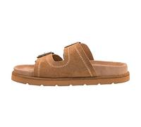 Corkys Footwear Women's Smitten Two-Strap Sandal - Featuring Comfortable and Soft Insoles, Two Adjustable Straps, and Western Stitching Along The Straps, Tobacco Faux Suede, 8 UK