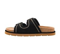 Corkys Footwear Women's Smitten Two-Strap Sandal - Featuring Comfortable and Soft Insoles, Two Adjustable Straps, and Western Stitching Along The Straps, Black Faux Suede, 5.5 UK