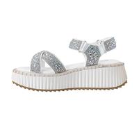 Corkys Footwear Women's Total Catch Sandals: Criss-Cross Style Straps with 1.75-Inch Platform and Secure Hook And Loop Ankle Closure for Comfort and Fashion, Clear Rhinestones, 3 UK