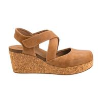 Corkys Footwear Womens What's The Rush Wedge - 2.5 Inch Heel with 0.75 Inch Platform - Criss Cross Strap Upper - Closed Round Toe - Hook and Loop Closure - EVA Cushioned Insole, Cognac, 5.5 UK