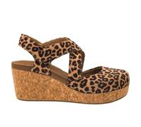 Corkys Footwear Womens What's The Rush Wedge - 2.5 Inch Heel with 0.75 Inch Platform - Criss Cross Strap Upper - Closed Round Toe - Hook and Loop Closure - EVA Cushioned Insole, Leopard, 7 UK