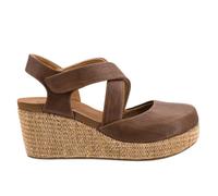 Corkys Footwear Womens What's The Rush Wedge - 2.5 Inch Heel with 0.75 Inch Platform - Criss Cross Strap Upper - Closed Round Toe - Hook and Loop Closure - EVA Cushioned Insole, Walnut, 7 UK