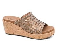 Corkys Footwear Women's Wine And Dine 2.5-Inch Wedge Sandal - With A Woven Upper, Cork Platform, Slip-On Design, and Corkys Soft EVA Insoles For All Day Wear, Washed Bronze Metallic, 8 UK