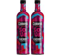 Corky's Sour Cherry Schnapps 70cl | Shots | 15% ABV | Sour Cherry Liqueur | Vodka Schnapps | Party Shots, Cocktail Ingredient, Pre Drinks, Alcohol | Spirits | Flavoured Vodka (Pack of 2)