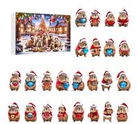 Corlidea Capybara Guinea Pig Advent Calendar 24 Day Christmas Countdown Calendar Christmas Decorations Hanging Acrylic Pendant for Tree and Home Decoration