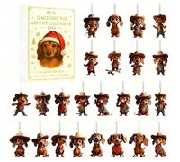 Corlidea Dachshund Advent Calendar, 24 Days of Surprises Christmas Countdown Calendar with Acrylic Dachshund Ornaments Funny Gifts for Christmas Parties and Dog Lovers
