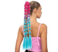 Corlorful Ponytail Extensions - Hair Braid Ponytail Extension | Long Extension, Colorful Hair Extensions With Hair Tie, 23.6 Inch Bubble Ponytail, Soft Hairpiece For Women Daily Wear