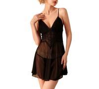 Cormfywear Chemise Nighties For Women Floral Lace Negligees Mesh Chemise Nighties Deep V-Neck Slip Dress Nightwear Babydoll