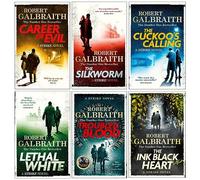 Cormoran Strike Series 6 Books Collection Set (The Cuckoo's Calling, The Silkworm, Career of Evil, Lethal White, Troubled Blood & The Ink Black Heart)
