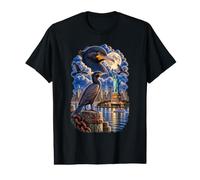 Cormorant Statue of Liberty New York Harbor Moon Bird Value Graphic T-Shirt
