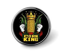Corn And The King Round Brooch Pins Badge Printed Button Tie Lapel Backpack Pin Decoration for Women Men