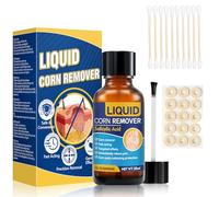 Corn and Wart Remover for Feet, Gentle Fast-Acting Foot Care Liquid for Corns, Calluses and Common Warts, Helps Smooth Rough Skin, 20ml with Cushions and Swabs (Clear)