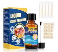 Corn and Wart Remover for Feet, Gentle Fast-Acting Foot Care Liquid for Corns, Calluses and Common Warts, Helps Smooth Rough Skin, 20ml with Cushions and Swabs (Clear)