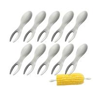 Corn Cob Holder - 10 Pieces Corn Skewers Holder - Splash Guard Fork for Barbecuing Cooking Kitchen Household Outdoor Barbecue