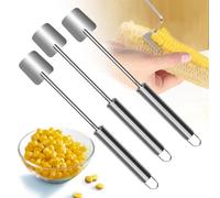 Corn Cob Stripper, 2026 New Long Handle Stainless Steel Corn Stripping Tool, Fast Corn Peeler for Corn on The Cob Cutter Kernel Remover for Kitchen, Restaurant, Picnic (3pcs)