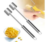 Corn Cob Stripper, 2026 New Long Handle Stainless Steel Corn Stripping Tool, Fast Corn Peeler for Corn on The Cob Cutter Kernel Remover for Kitchen, Restaurant, Picnic (2pcs)