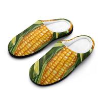 Corn Cobs Men's Cotton Slippers Winter Warm Slip-on House Shoes with Anti-Skid Rubber Sole 11-12（44-45）