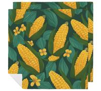 Corn Cobs with Green Leaves Funny Cloth Napkins 2 PCS