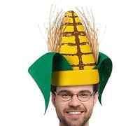 Corn Costume Hat - Funny Food 11 Inch Cosplay Accessory Brown Peel Green Leaf Design | Modern Design Corn Cob Hat for Kids adul