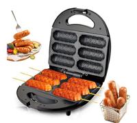 Corn Dog Waffle Maker - 850W Hot Dog Machine with Non-Stick Bakeware, Double-Sided Heating, Indicator Light for Beef and Turkey