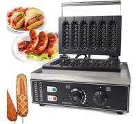 Corn Dog Waffle Maker, Electric Nonstick Device with 50-300℃ Temp Control & 5-Minute Timer, Ideal for Restaurants, Snack Bars, and Family Use