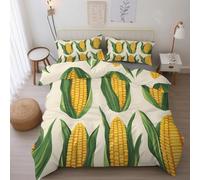 Corn Emperor Duvet Cover Set, Corn on the Cob Crop Bedding Set, Microfiber Soft Reversible Quilt Cover 290x235 + 2 Pillowcase, Zipper Closure, Bedroom Decor BhT4