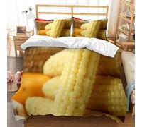 Corn Emperor Size Duvet Cover Set Rural Plants Bedding 290x235 3D Soft Comfort Microfiber Quilt Cover with Zipper Closure and 2 Pillowcases for Teens and Adults F.741