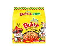 Corn Flavour Buldakk Halal Ramen - Korean Hot Instant Noodles Multipack, Fiery Chicken corn Flavour - 5 x 140g Packs