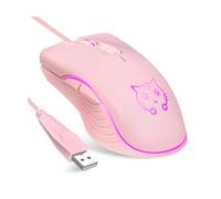 CORN Gaming Wired USB Mouse, 2400DPI 4 Adjustable Levels, Ergonomic Slient Mouse for PC/Desktop/Laptop - Pink Cat