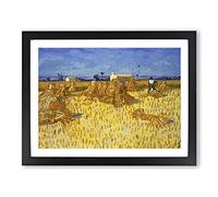Corn Harvest In Province By Vincent Van Gogh Classic Painting Framed Wall Art Print, Ready to Hang Picture for Living Room Bedroom Home Office Décor, Black A3 (46 x 34 cm)