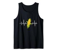 Corn Heartbeat ECG Funny Corn On The Cob Farmers Lovers Joke Tank Top