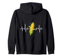 Corn Heartbeat ECG Funny Corn On The Cob Farmers Lovers Joke Zip Hoodie
