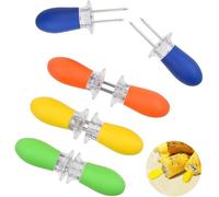 Corn Holders, 8 Pcs / 4 Pairs Stainless Steel Corn on The Cob Forks with Silicone Handle - 4 Colours for BBQ, Grilling, Camping - Kitchen Utensils for Corn, Meat, Fruit & Veg (8)