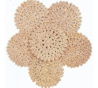 Corn Husk 13.8 Inch Round Placemats - Boho Woven Placemats Set of 6 - Wicker Round Table Mat, Rustic Farmhouse Spring Woven Chargers, Rattan Placemats for Kitchen, Wedding & Holidays