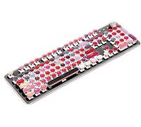 CORN K520 Lipstick Typewriter Mechanical Gaming Keyboard, Metal Panel Round Retro Backlit 104 Keys Blue Switch Wired Cute Keyboard for Windows/Mac/PC