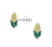 Corn On The Cob Earrings with Crystal Stones 925 Sterling Silver