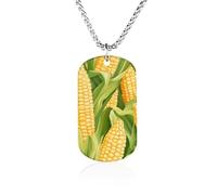 Corn On The Cob Funny Memorial Necklace Lightweight Printed Photo Necklaces Metal Tag Pendant