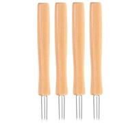 Corn on the Cob Holder, 3-Prong Barbecue Accessories with Wooden Handle, Skewers for Corn on the Cob Including 4 Pieces, for Grilling, Roasting, BBQ, Home, Garden, Camping