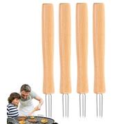 Corn on the Cob Holder - with Three Prongs and Wooden Handle, 4 Pieces Corn Picks | For Grilling, Roasting From BBQ Home Garden Camping
